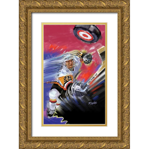 Hockey - Breakaway Gold Ornate Wood Framed Art Print with Double Matting by Unknown