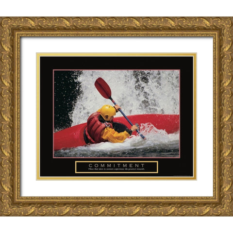 Commitment - Kayaker Gold Ornate Wood Framed Art Print with Double Matting by Frontline