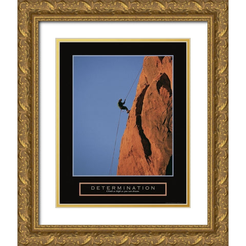 Determination - Climber Gold Ornate Wood Framed Art Print with Double Matting by Frontline