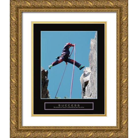 Success - Rock Jumper Gold Ornate Wood Framed Art Print with Double Matting by Frontline