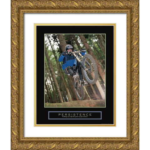 Persistence - Dirt Bike Gold Ornate Wood Framed Art Print with Double Matting by Frontline