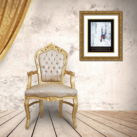 Determination - Ice Climber Gold Ornate Wood Framed Art Print with Double Matting by Frontline