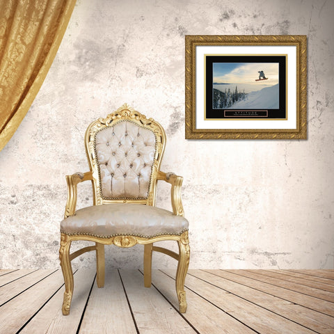 Attitude - Snowboarder Gold Ornate Wood Framed Art Print with Double Matting by Frontline
