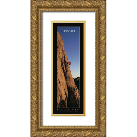 Effort - Rock Climber Gold Ornate Wood Framed Art Print with Double Matting by Frontline