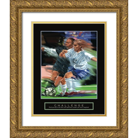 Challenge - Soccer Gold Ornate Wood Framed Art Print with Double Matting by Frontline