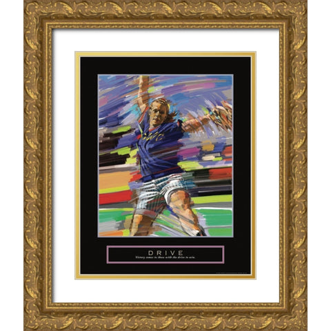 Drive - Softball Gold Ornate Wood Framed Art Print with Double Matting by Frontline