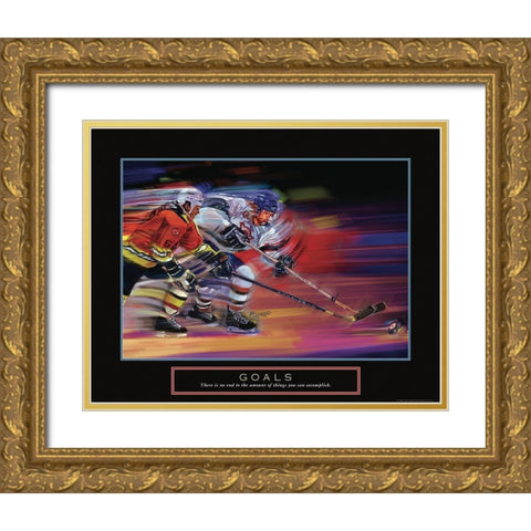Goals - Hockey Gold Ornate Wood Framed Art Print with Double Matting by Frontline