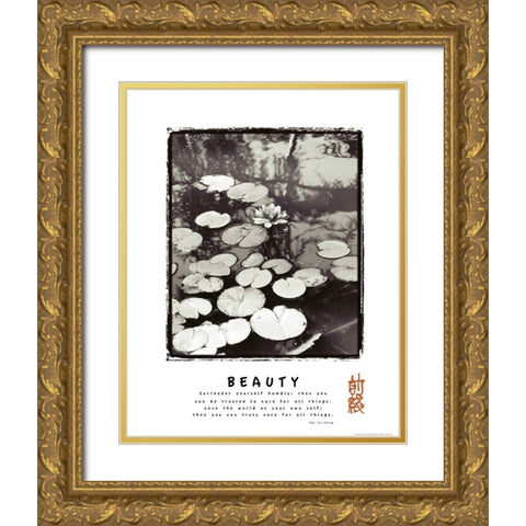 Beauty - Lillypad Gold Ornate Wood Framed Art Print with Double Matting by Frontline