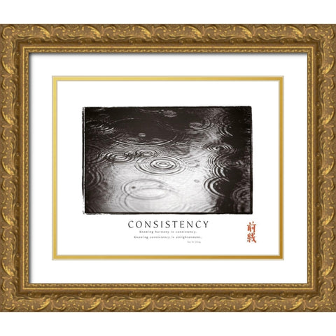 Consistency - Raindrops Gold Ornate Wood Framed Art Print with Double Matting by Frontline