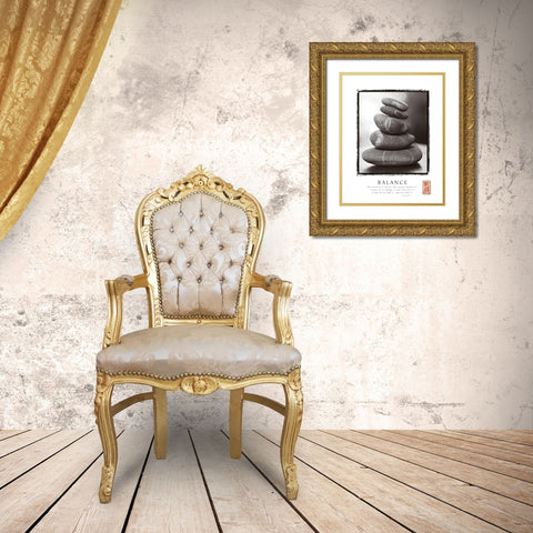 Balance - Rocks Gold Ornate Wood Framed Art Print with Double Matting by Frontline