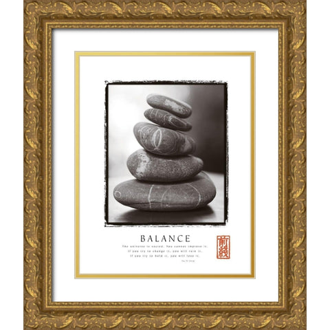 Balance - Rocks Gold Ornate Wood Framed Art Print with Double Matting by Frontline