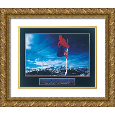 Aki - Attitude Gold Ornate Wood Framed Art Print with Double Matting by Unknown