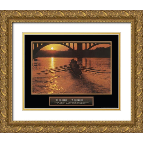 Working Together - Sculling Gold Ornate Wood Framed Art Print with Double Matting by Frontline