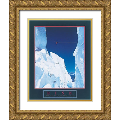 Climber - Risk Gold Ornate Wood Framed Art Print with Double Matting by Unknown