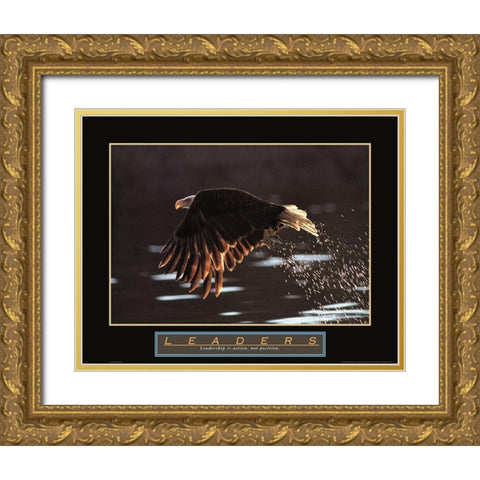 Leaders - Eagle Gold Ornate Wood Framed Art Print with Double Matting by Frontline