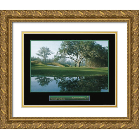 Achievement - Golf Gold Ornate Wood Framed Art Print with Double Matting by Frontline