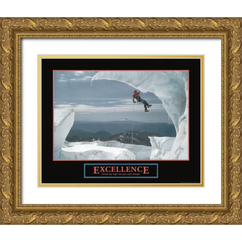 Excellence - Ice Climber Gold Ornate Wood Framed Art Print with Double Matting by Frontline