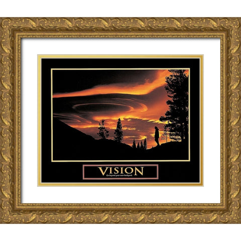Dusk - Vision Gold Ornate Wood Framed Art Print with Double Matting by Unknown