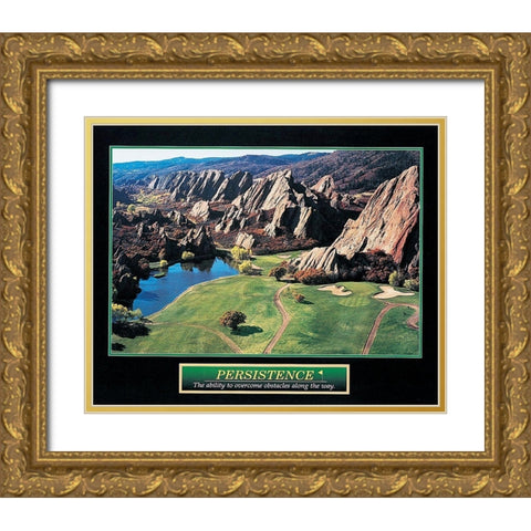 Golf - Challenge Gold Ornate Wood Framed Art Print with Double Matting by Unknown