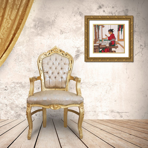 Loom in Japan Gold Ornate Wood Framed Art Print with Double Matting by Unknown