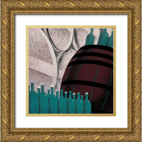 Time 4 Wine Gold Ornate Wood Framed Art Print with Double Matting by Unknown