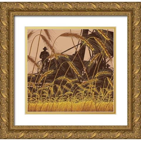 Wheat Gold Ornate Wood Framed Art Print with Double Matting by Unknown