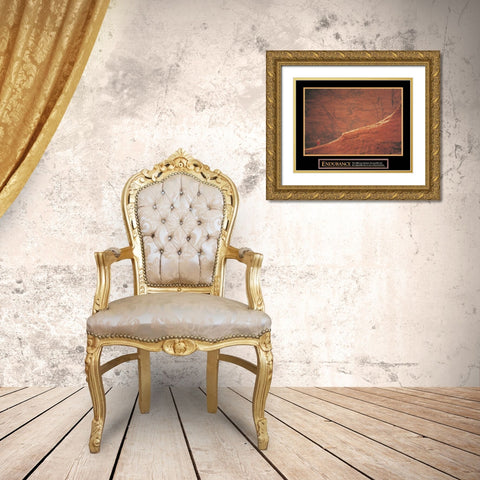 Endurance - Red Rocks Climb Gold Ornate Wood Framed Art Print with Double Matting by Unknown