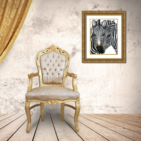 Zebra I Gold Ornate Wood Framed Art Print with Double Matting by Unknown