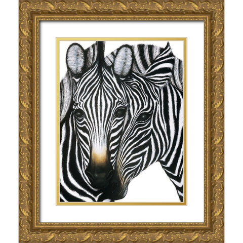 Zebra I Gold Ornate Wood Framed Art Print with Double Matting by Unknown