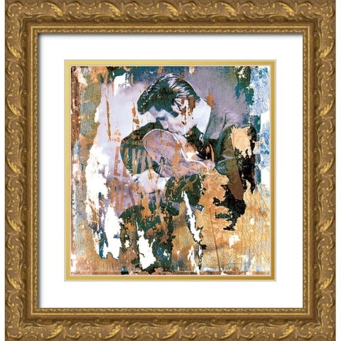 Elvis Kiss Gold Ornate Wood Framed Art Print with Double Matting by Unknown
