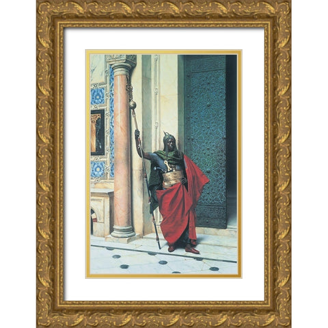 Guard Gold Ornate Wood Framed Art Print with Double Matting by Unknown