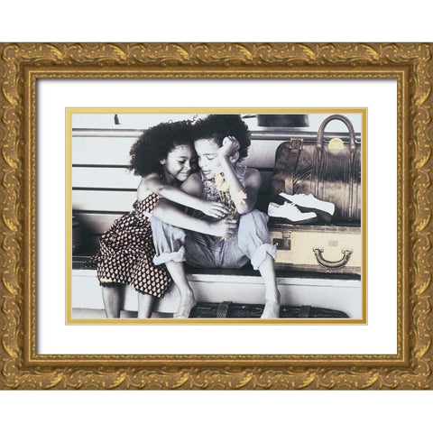 Two Kids I Gold Ornate Wood Framed Art Print with Double Matting by Unknown