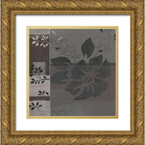 Metallic Leaves IV Gold Ornate Wood Framed Art Print with Double Matting by Jugeat