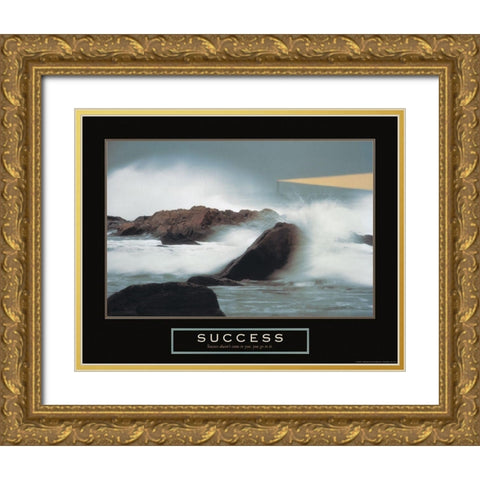 Success - Lighthouse Gold Ornate Wood Framed Art Print with Double Matting by Frontline