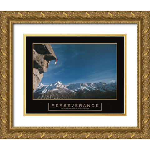 Perseverance - Cliffhanger Gold Ornate Wood Framed Art Print with Double Matting by Frontline
