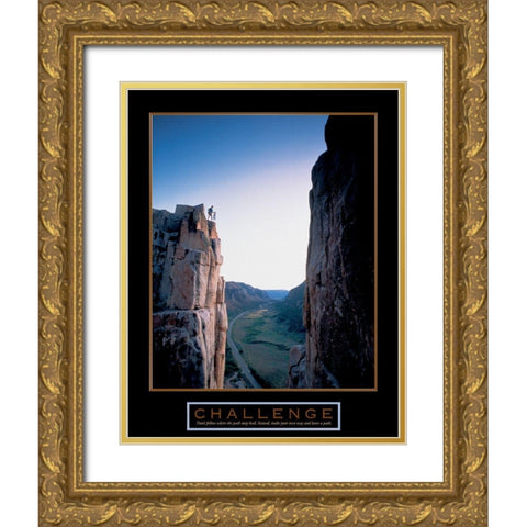 Climber - Challenge Gold Ornate Wood Framed Art Print with Double Matting by Unknown