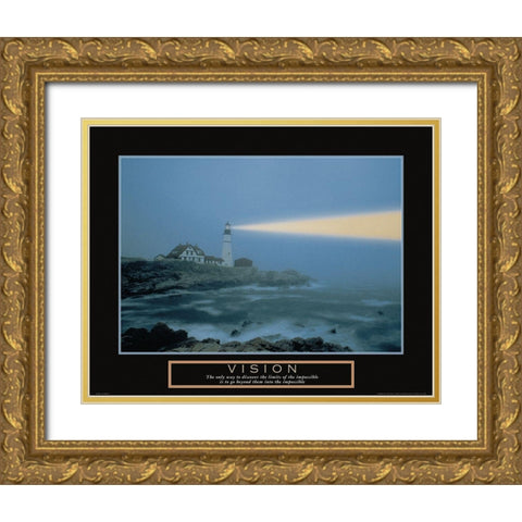 Vision - Lighthouse Gold Ornate Wood Framed Art Print with Double Matting by Frontline