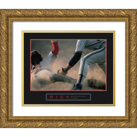 Risk - Baseball Gold Ornate Wood Framed Art Print with Double Matting by Frontline