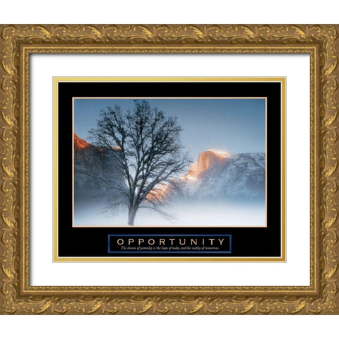 Tree - Opportunity Gold Ornate Wood Framed Art Print with Double Matting by Unknown