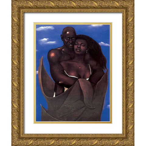 Embrace Gold Ornate Wood Framed Art Print with Double Matting by Unknown