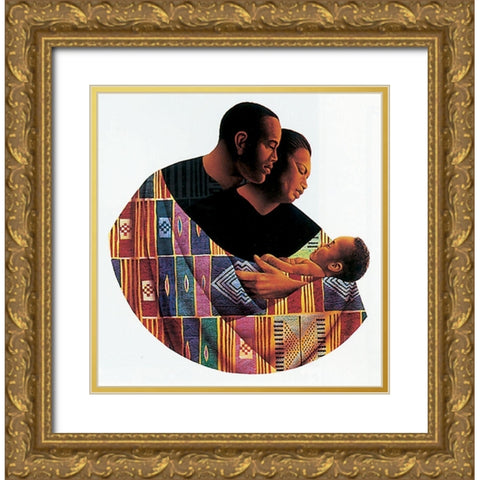 Family Gold Ornate Wood Framed Art Print with Double Matting by Unknown