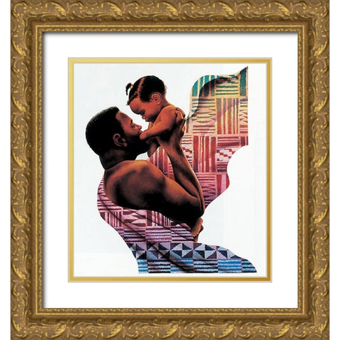 Family Man Gold Ornate Wood Framed Art Print with Double Matting by Unknown