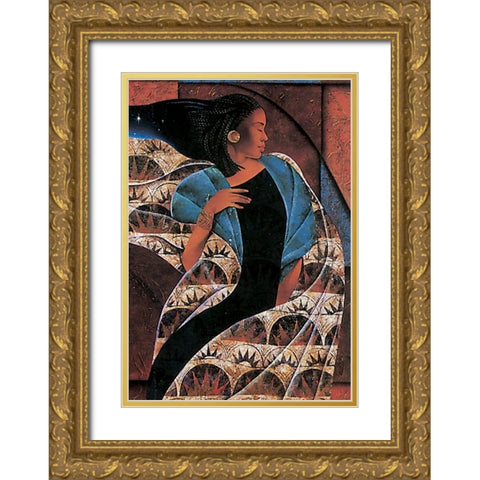 Family Woman Gold Ornate Wood Framed Art Print with Double Matting by Unknown