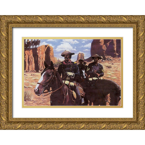 Buffalo Soldiers Gold Ornate Wood Framed Art Print with Double Matting by Unknown