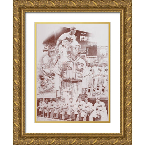 Negro Baseball Gold Ornate Wood Framed Art Print with Double Matting by Unknown