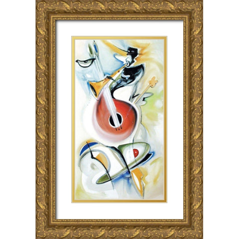 Blow It Gold Ornate Wood Framed Art Print with Double Matting by Unknown