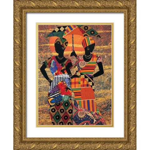 Tribal I Gold Ornate Wood Framed Art Print with Double Matting by Unknown