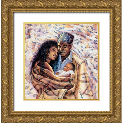 Threesome Gold Ornate Wood Framed Art Print with Double Matting by Unknown