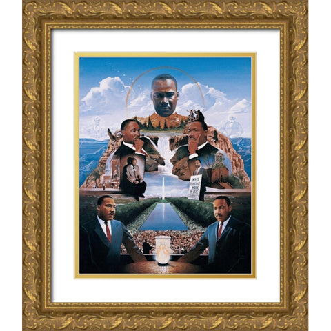 Freedom Gold Ornate Wood Framed Art Print with Double Matting by Unknown