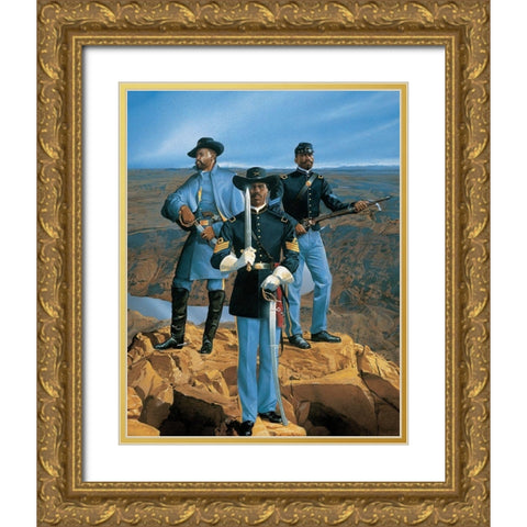 Buffalo Soldiers Gold Ornate Wood Framed Art Print with Double Matting by Unknown